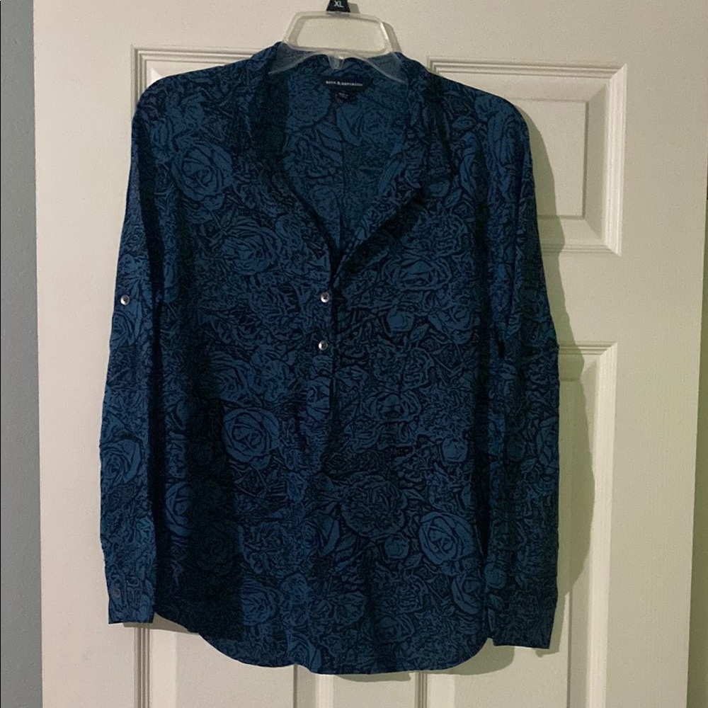 Rock & Republic Blue and black blouse. Size Medium
